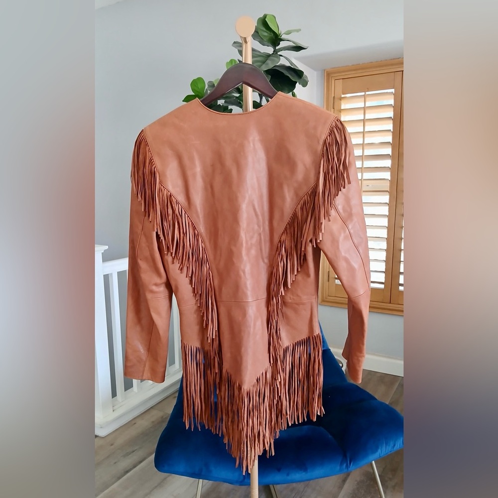 Cripple Creek Brown Genuine Leather Fringe Jacket Women’s Size S - Picture 2 of 7